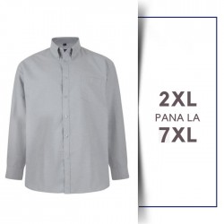 Camasa cu Maneca Lunga Gri din bumbac - CAMASA ML OXFORD GRI - 2XL 3XL 4XL 5XL 6XL 7XL