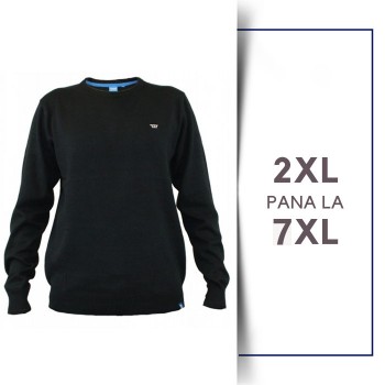 Bluza cu Maneca Lunga din bumbac Negru - BLUZA CANUTE BLACK - 2XL 3XL 4XL 5XL 6XL 7XL