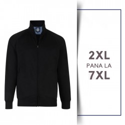 Pulover Full Zip Negru - HANORAC FARA GLUGA FULL ZIP BLACK - 2XL 3XL 4XL 5XL 6XL 7XL