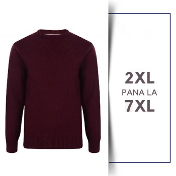 Bluza cu Maneca Lunga din bumbac Wine - BLUZA V-NECK WINE - 2XL 3XL 4XL 5XL 6XL 7XL