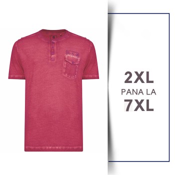 Tricou din bumbac Grandad Burgundy - T-SHIRT GRANDAD BURGUNDY - 2XL 3XL 4XL 5XL 6XL 7XL