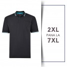 Tricou Polo din bumbac Negru - POLO TIPPED BLACK - 2XL 3XL 4XL 5XL 6XL 7XL