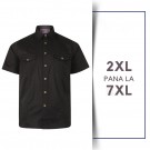 Camasa cu Maneca Scurta Retro Negru - RETRO STRECH SHIRT BLACK - 2XL 3XL 4XL 5XL 6XL 7XL