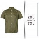 Camasa cu Maneca Scurta Retro Kaki - RETRO STRECH SHIRT KAKI - 2XL 3XL 4XL 5XL 6XL 7XL