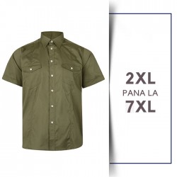 Camasa cu Maneca Scurta Retro Kaki - RETRO STRECH SHIRT KAKI - 2XL 3XL 4XL 5XL 6XL 7XL