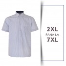 Camasa cu Maneca Scurta Print din bumbac Albastru - DOBBY PRINT SHIRT BLUE - 2XL 3XL 4XL 5XL 6XL 7XL