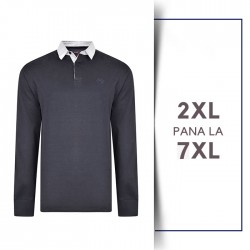 Bluza cu Maneca Lunga Rugby Polo din bumbac Navy - LS JERSEY RUGBY POLO NAVY - 2XL 3XL 4XL 5XL 6XL 7XL