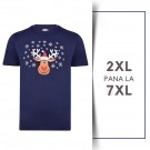 Tricou cu Motiv de Craciun din bumbac Rudolf Navy - T-SHIRT RUDOLF NAVY - 2XL 3XL 4XL 5XL 6XL 7XL