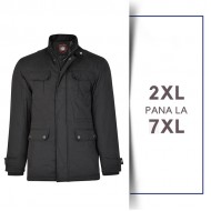 Geaca de Iarna Soft Touch Negru - CAUSAL SOFT TOUCH COAT BLACK - 2XL 3XL 4XL 5XL 6XL 7XL
