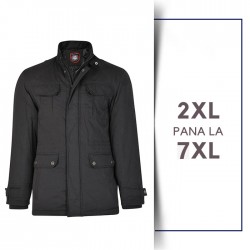 Geaca de Iarna Soft Touch Negru - CAUSAL SOFT TOUCH COAT BLACK - 2XL 3XL 4XL 5XL 6XL 7XL