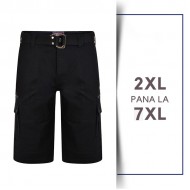 Pantaloni scurti cu curea  - BELTED CARGO STRECH BLACK - 2XL 3XL 4XL 5XL 6XL 7XL