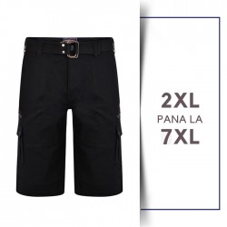 Pantaloni scurti cu curea  - BELTED CARGO STRECH BLACK - 2XL 3XL 4XL 5XL 6XL 7XL