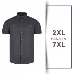 Camasa cu Maneca Scurta Retro Gri - RETRO STRECH SHIRT CHARCOAL- 2XL 3XL 4XL 5XL 6XL 7XL