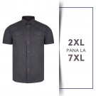 Camasa cu Maneca Scurta Retro Gri - RETRO STRECH SHIRT CHARCOAL- 2XL 3XL 4XL 5XL 6XL 7XL