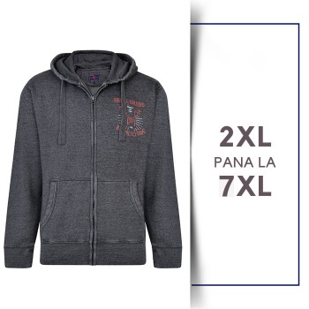 Hanorac cu Gluga Rebel din bumbac Gri - HANORAC REBEL CHARCOAL - 2XL 3XL 4XL 5XL 6XL 7XL