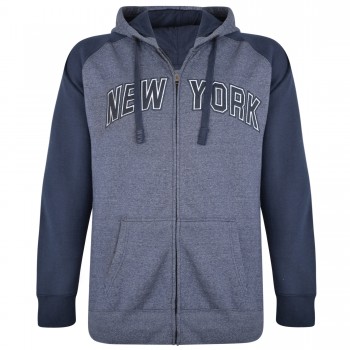 Hanorac cu Gluga New York din bumbac si poly  Bleu- Gri - HANORAC NEW YORK - 2XL 3XL 4XL 5XL  