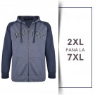 Hanorac cu Gluga New York din bumbac si poly  Bleu- Gri - HANORAC NEW YORK - 2XL 3XL 4XL 5XL  