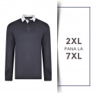 Bluza cu Maneca Lunga din bumbac 100%–RUGBY POLO  - bleumarin - 2XL 3XL 4XL 5XL 6XL 7XL