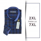 Camasa cu Maneca lunga in carouri dintr-un mix de bumbac si poly- PREMIUM BLACK-  2XL 3XL 4XL 5XL 