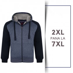 Hanorac Raglan bleumarin, imblanit, cu gluga, din bumbac si poly  - 2XL 3XL 4XL 5XL  