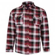 CAMASA CU MANECA LUNGA, IMBLANITA -SHERPA LINED - din bumbac cu blanita din polyester, carouri rosu cu alb - 2XL 3XL 4XL 5XL 