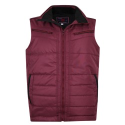 VESTA MATLASATA QUILTED BIKER GILET BURGUNDY - 2XL 3XL 4XL 5XL 6XL  
