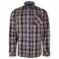 Camasa cu Maneca lunga in carouri albastre-galben-grena din bumbac 100%- LS CASUAL CHECK  NAVY -2XL 3XL 4XL 5XL-6XL