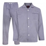 Pijama barbati de culoare bleu dintr-un mix de  bumbac 65 % si polyester 35% DOBBY PRINT NAVY-  - 2XL, 3XL, 4XL, 5XL, 6XL