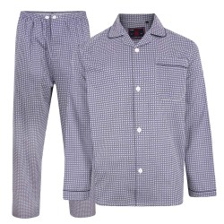 Pijama barbati de culoare bleu dintr-un mix de  bumbac 65 % si polyester 35% DOBBY PRINT NAVY-  - 2XL, 3XL, 4XL, 5XL, 6XL