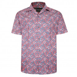 CAMASA CU MANECA SCURTA PREMIUM DIN BUMBAC SI POLY –HAWAII RED  - 2XL 3XL 4XL 5XL 6XL 7XL
