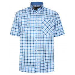 CAMASA CU MANECA SCURTA DIN BUMBAC SI POLY CAROURI ALBASTRE  –CHECK BLUE  - 2XL 3XL 4XL 5XL 6XL 7XL