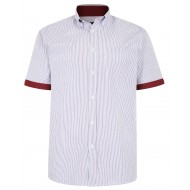 CAMASA CU MANECA SCURTA DIN BUMBAC SI POLY  - LINII GRENA  –STRIPE  BURGUNDY  - 2XL 3XL 4XL 5XL 6XL 7XL