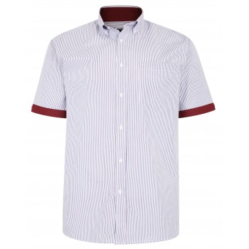 Camasa cu maneca scurta din bumbac si Poly  - LINII ROSII  –STRIPE  RED  - 2XL 3XL 4XL 5XL 6XL 7XL