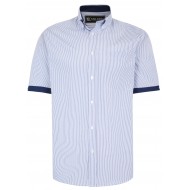 CAMASA CU MANECA SCURTA DIN BUMBAC SI POLY  - LINII BLEUMARIN  –STRIPE  NAVY  - 2XL 3XL 4XL 5XL 6XL 7XL