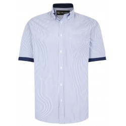 CAMASA CU MANECA SCURTA DIN BUMBAC SI POLY  - LINII BLEUMARIN  –STRIPE  NAVY  - 2XL 3XL 4XL 5XL 6XL 7XL