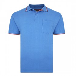 TRICOU POLO DIN BUMBAC ALBASTRU – POLO TIPPED BLUE - C - 2XL 3XL 4XL 5XL 6XL 7XL-8XL