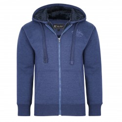 Hanorac Royal Blue Marl albastru, imblanit, cu gluga, din bumbac si poly  -  3XL 4XL 5XL 6XL