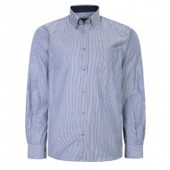 Camasa cu maneca lunga linii subtiri de culoare bleu dintr-un mix de bumbac 55% si polyester 45% -  3XL 4XL 5XL 6XL