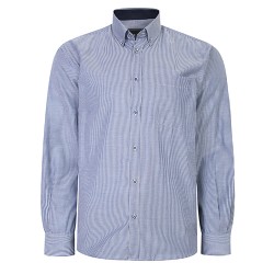 Camasa cu maneca lunga linii subtiri de culoare bleu dintr-un mix de bumbac 55% si polyester 45% -  3XL 4XL 5XL 6XL