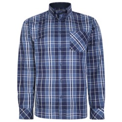 Camasa cu maneca lunga din bumbac 65% si polyester 35% CHECK PATTERNED INDIGO - 2XL 3XL 4XL 5XL 6XL 