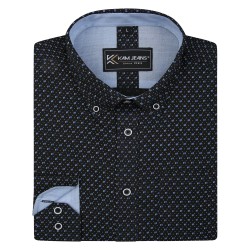 Camasa cu maneca lunga din bumbac 65% si polyester 35% DOBBY BLACK - 2XL 3XL 4XL 5XL 6XL-7XL