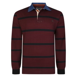 Bluza cu Maneca Lunga din bumbac 100%–RUGBY POLO GULER DENIM  - grena - 2XL 3XL 4XL 5XL 6XL 7XL