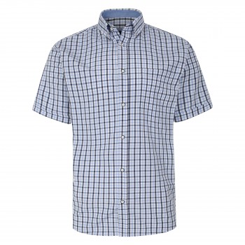 Camasa cu maneca scurta din bumbac 60% si polyester 40% CLASSIC GINGHAM ALBASTRA                  - 2XL 3XL 4XL 5XL 6XL 7XL