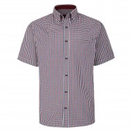 Camasa cu maneca scurta din bumbac 60% si polyester 40% CLASSIC GINGHAM GRENA - 2XL 3XL 4XL 5XL 6XL 7XL