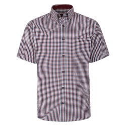 Camasa cu maneca scurta din bumbac 60% si polyester 40% CLASSIC GINGHAM GRENA - 2XL 3XL 4XL 5XL 6XL 7XL