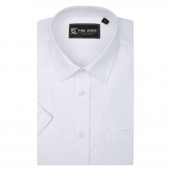 Camasa cu maneca scurta din bumbac 55% si polyester 45% CASUAL HERRINGBONE WHITE - 2XL 3XL 4XL 5XL 6XL 7XL