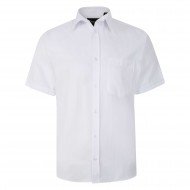 Camasa cu maneca scurta din bumbac 55% si polyester 45% CASUAL HERRINGBONE WHITE - 2XL 3XL 4XL 5XL 6XL 7XL