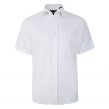 Camasa cu maneca scurta din bumbac 55% si polyester 45% CASUAL HERRINGBONE WHITE - 2XL 3XL 4XL 5XL 6XL 7XL