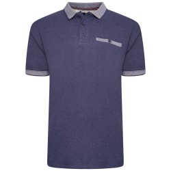 Tricou polo din bumbac 100 % PIQUE JACQUARD INDIGO 2XL 3XL 4XL 5XL 6XL 7XL