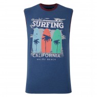 Tricou fara maneci din bumbac 60% si polyester 40% SURFING CALIFORNIA ALBASTRU  2XL 3XL 4XL 5XL 6XL 7XL